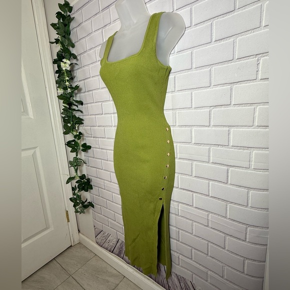 WINDSOR Elegant Green olive stretch Dress/size L - Picture 7 of 11